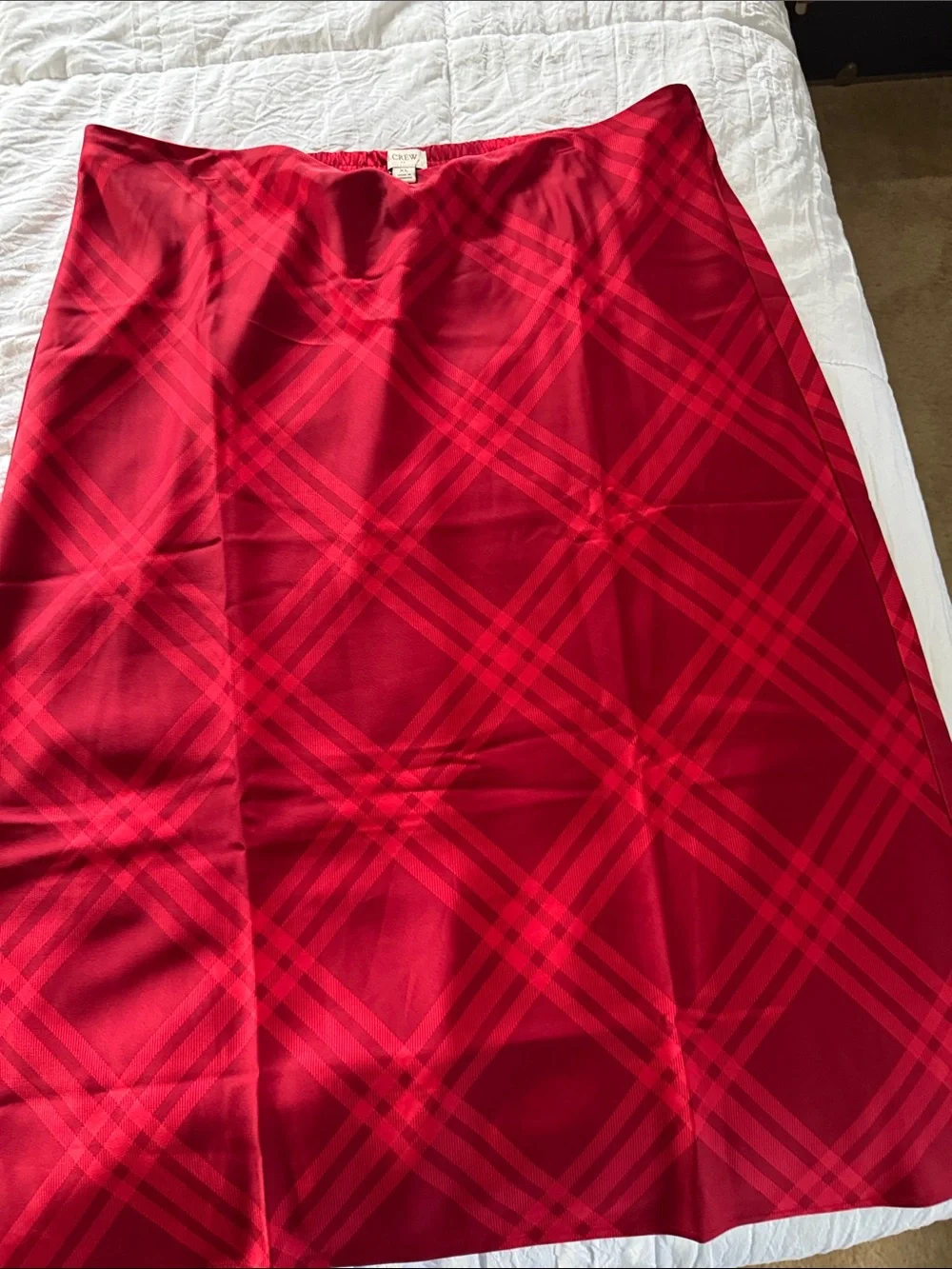 J. Crew Red Plaid A-Line Skirt